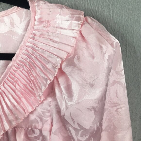 Vintage Christian Dior Robe Womens M Pink Maxi Embossed Romantic Victorian - Picture 9 of 16